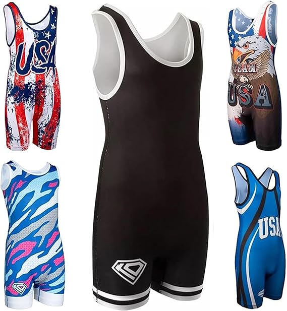 KO Sports Gear Unisex Wrestling Singlets for Kids, Bold Solid School Colors for Boys & Girls, Youth Size XXS-L