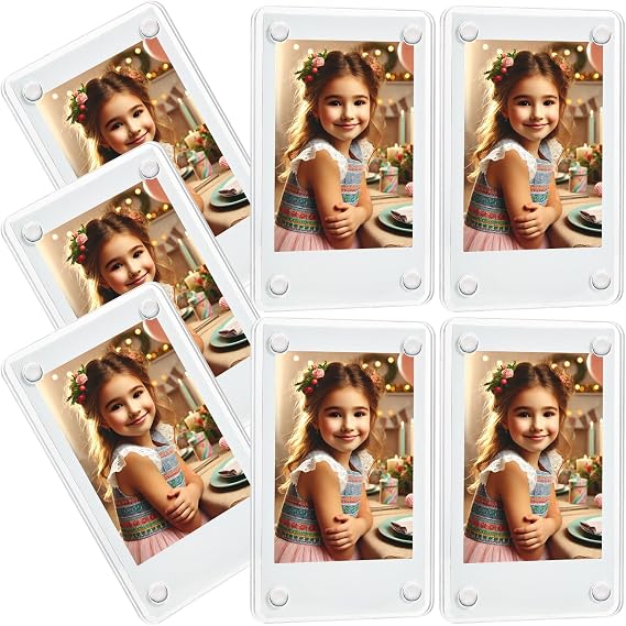 lengnoyp 7 Packs Polaroid Magnets Frame for Refrigerator, Acrylic Fridge Magnetic Picture Frame, Mini Photo Frames, Instax Clear Picture Magnet Display Frame 2.36 X 3.54 Inches