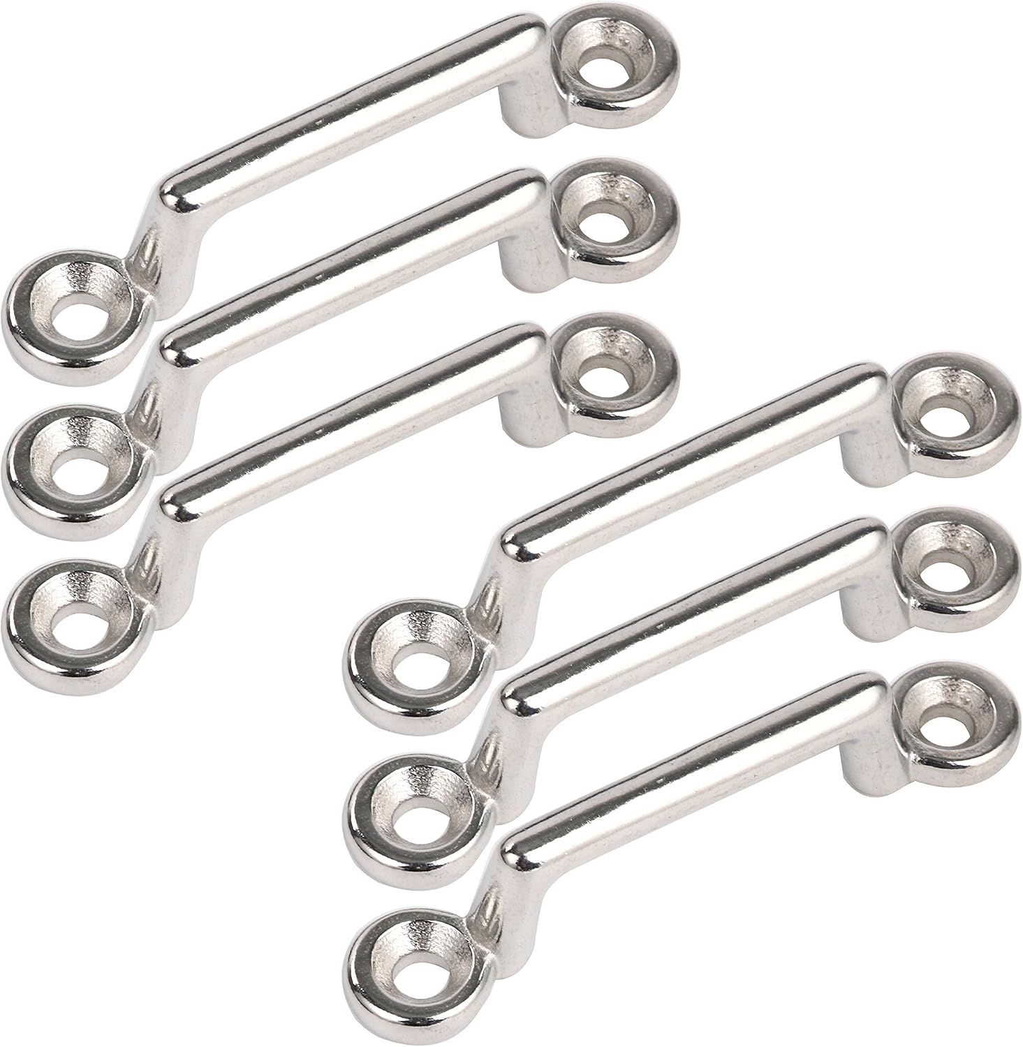 Amarine Made Pack of 6 Stainless Steel Bimini Top Strap, Pad Eye,Footmans Loop for Jeep Corvette, Buggy, Kayak Tie Downs