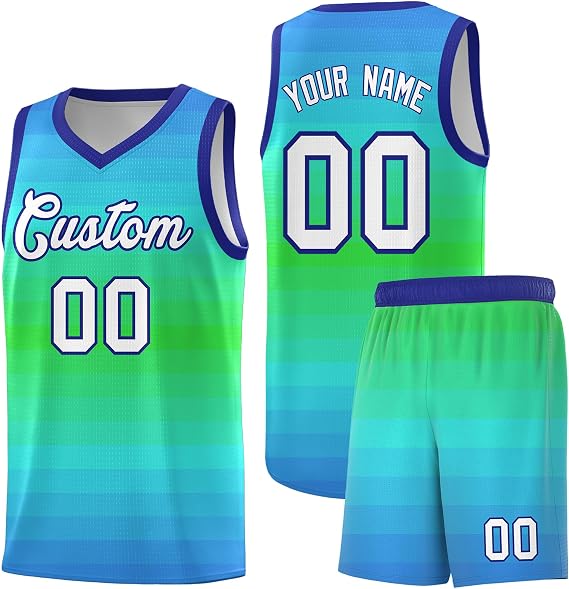 KXK Personalized Basketball Jersey Shorts for Men Women Youth Customize Gradient Athletic Set Print Name Number Logo