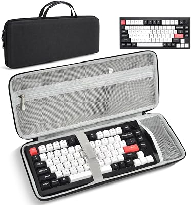 75% 84-Key Keyboard Case, Hard Travel Carrying Case Bag for Aula F75 Pro 75% Keyboard, Compatible with Redragon K673 PRO, Keychron K2 Version 2K2Q1V1, ASUS ROG Azoth 75% Keyboard Protector, Black