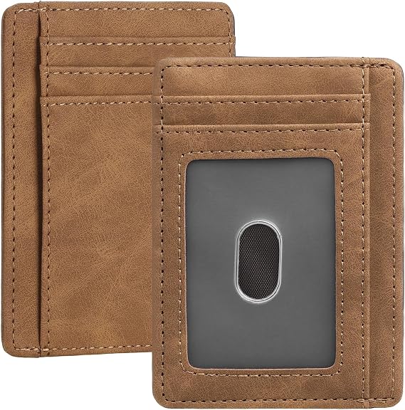 Compact Slim Minimalist Front Pocket RFID Blocking Wallet for Men and Women Leather Card Holder Wallet