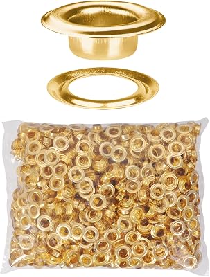 Yescom 1000 pcs Grommet Kit 38 inch Size #2 Eyelets and Washers Brass for Hand Press Workshop Apparel Leather Printing Scrim Banner Tarp YES0377
