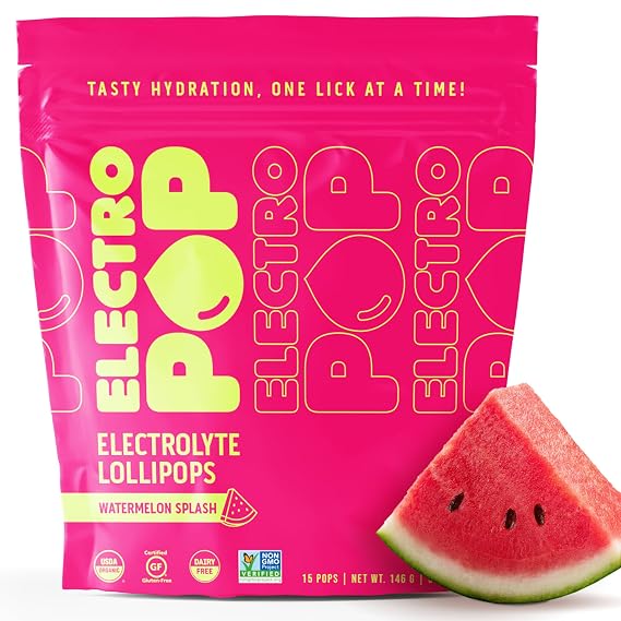 ElectroPop Electrolyte Lollipops Hydration Candy with Electrolytes & Vitamins On-the-Go Hydration for Active Lifestyles (Watermelon Splash)