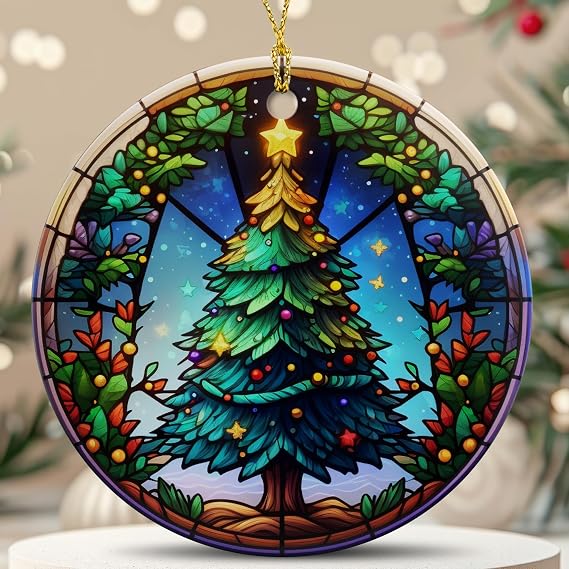 Christmas Ornaments 2026 - Ceramic Christmas Tree Hanging Ornaments - Heirloom Keepsake Ornaments for Xmas Tree Decorations - Holiday Home Decor Xmas Gifts Ideas - Adornos De Navidad