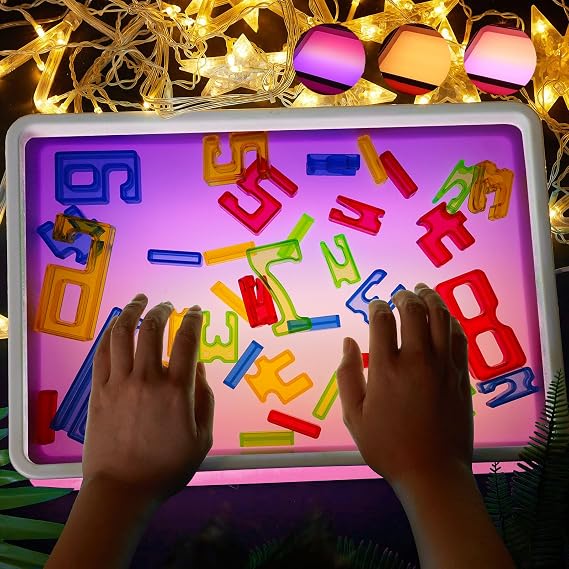 Portable Light Table for Kids, 16"Sand Painting Light Box With 3 Color Modes & 10-Levels, Sturdy Multi-Functional Art Tool for Teachers, Students & Autism Support, Ideal for Healing Spaces (Pink)