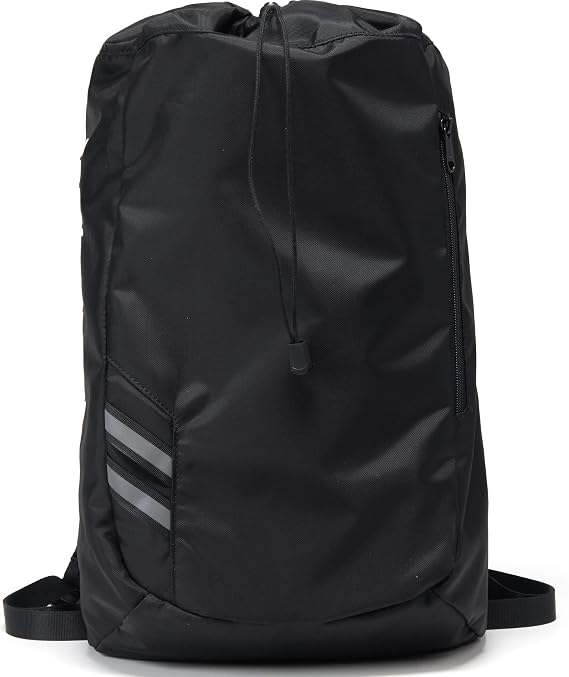 Pander Drawstring Backpack with Adjustable Shoulder Straps, Slim Gym Cinch Sack with Side Zipper Pocket, Machine Washable Polyester Daypack for Travel & Workout, Black