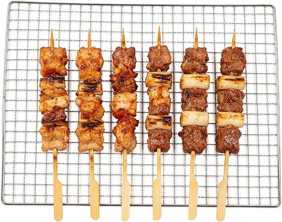 HERCHR Stainless Steel Mesh Grill Grate, Barbecue Grill Net Rack BBQ Mat for Outdoor Cooking, Heavy Duty Welded Baking Cooling Rack for Gas Charcoal Smoker Grills, Camping Picnic, 13.8x10.5in