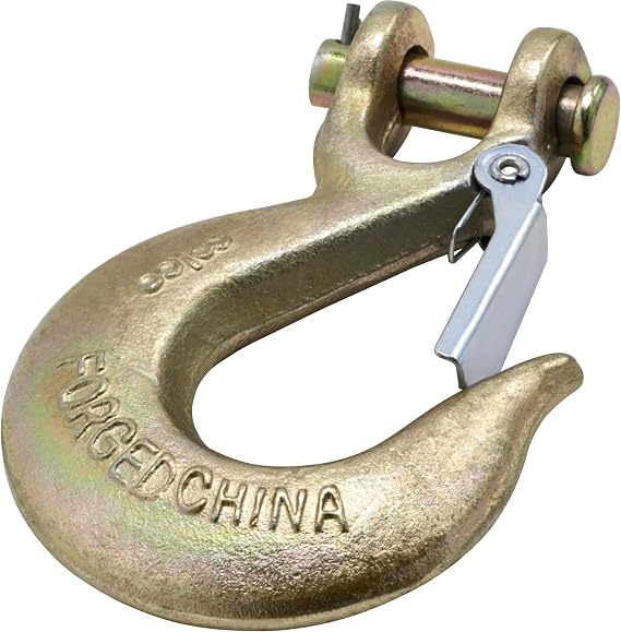 NATIONAL HARDWARE N830-318 Yellow Chromate Forged Steel Clevis Hook with Latch, 3/8-inch
