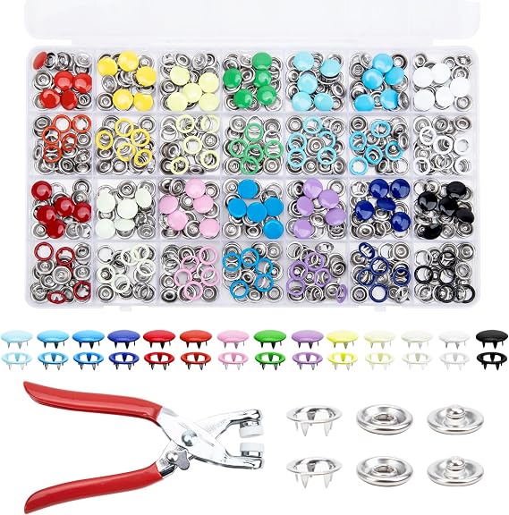 560Pcs 140 Sets Metal Snap Button for Fabric, 28 Styles 9.5mm | Sewing Snap with Fastener Pliers Press Tool Kit for DIY Crafts Clothes and Sewing