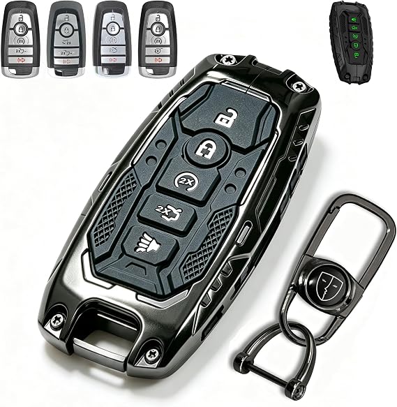 Mech Style Heavy Metal Key Fob Cover for Ford F150-F550 Explorer Fusion