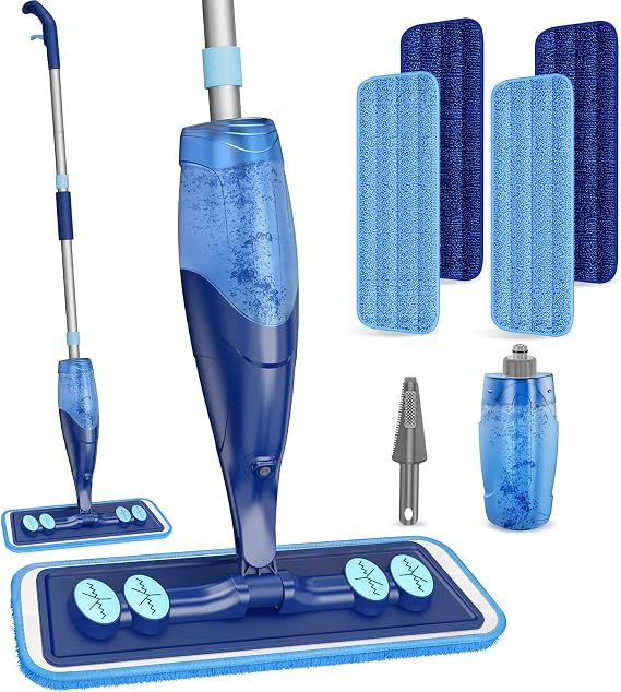 Microfiber Hardwood Floor Mop - Spray Mop with 4 Washable Pads