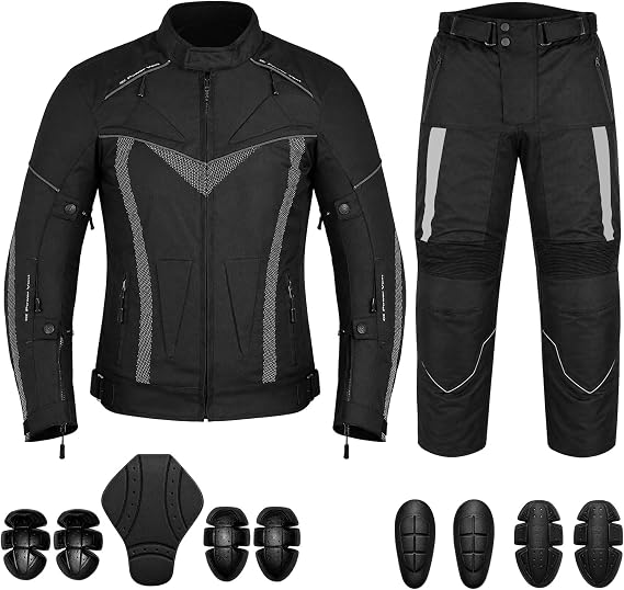 Motorcycle Suit 2 Pieces Waterproof Motorbike Jacket Biker Trouser Motocross Protective Pant Armor CE Approved