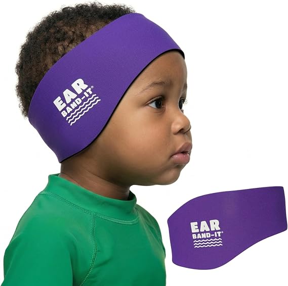 Earvolution Original Ear Band-It Swimming Headband, American Brand, Doctor-Invented - for Kids & Adults - Sensory-Friendly - Keep Ears Dry & Prevent Swimmer's Ear, Holds Earplugs In, (Purple - Medium)