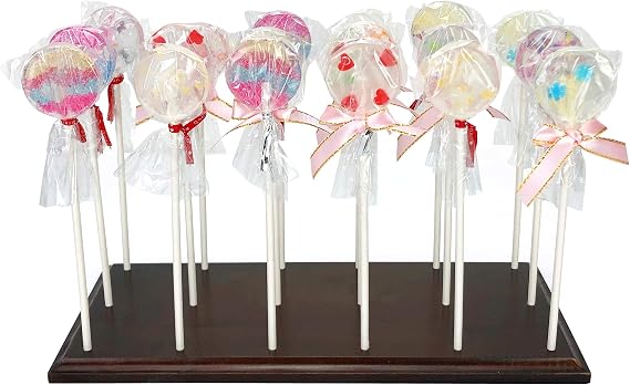 NANGOPOP Cake Pop Stand Display - 18 Hole Rustic Wood Lollipop Holder, Candy or Sucker Stand for Wedding, Baby Shower, Birthday Party - Fit 5/32" (4mm) Lollipop Sticks