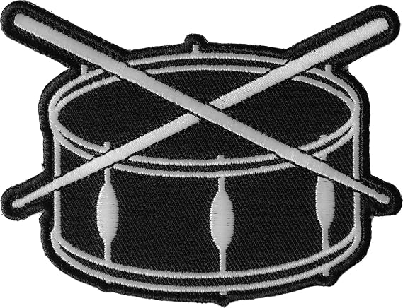 Drum and Sticks Music Band Patch - 3.5x2.7 inch - Embroidered Iron on Patch (P6639)