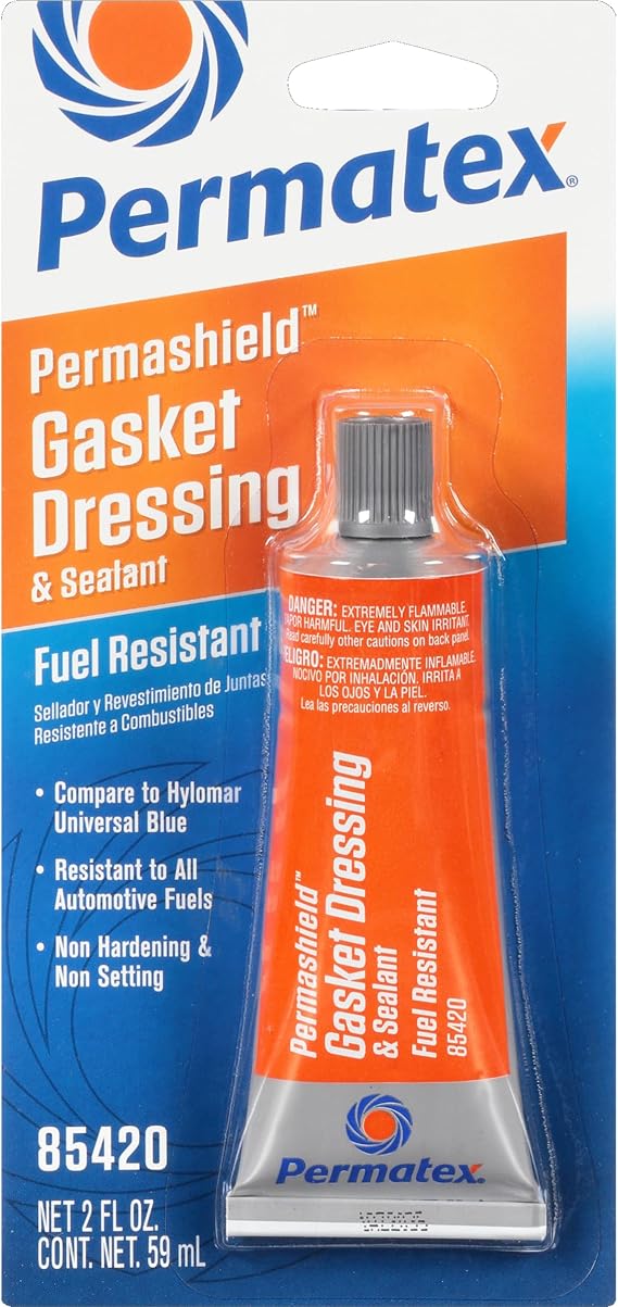 Permatex 85420 Permashield Fuel Resistant Gasket Dressing & Sealant, 2 oz Tube, Orange