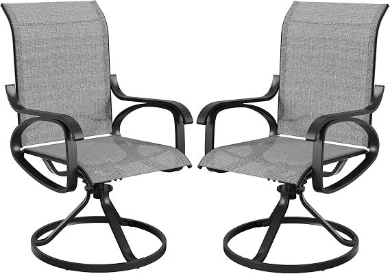 Patio Swivel Rocker Chairs Set of 2, Outdoor Dining Chairs, Light Grey