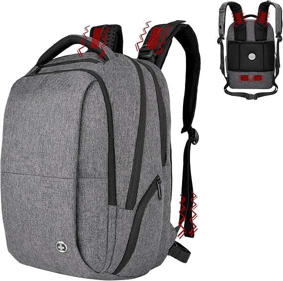 Swissdigital Design Fit 17.3 Inch Laptop Backpack, Large Bussines Travel Backpack for Men & Women With USB Charging Port, College School Computer Backpack, Grey | SD1004M-02