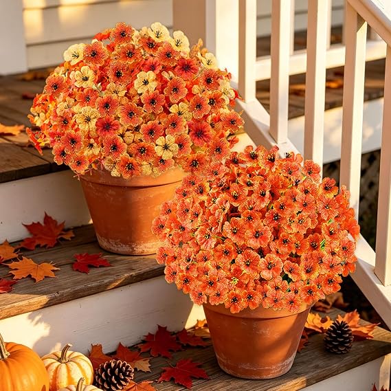 40PCS Artificial Fall Flowers for Outdoors