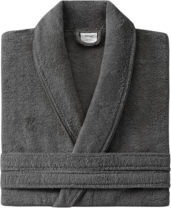 Yatas Bedding Essentials Bathrobes, 100% Cotton Soft Robe, Fluffy, Warm, Absorbent, Quick Dry Mens & Womens Robe