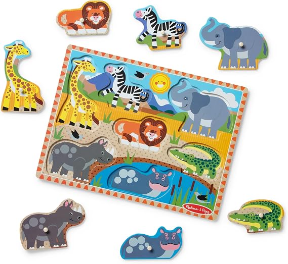 Melissa & Doug Safari Wooden Peg Puzzle (7 pcs)