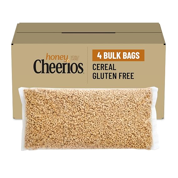 Honey Nut Cheerios Gluten Free Cereal, Bulkpak Foodservice Bags, 4 Ct
