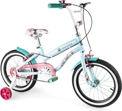 John Deere Kids Bike 16 Inch Boys and Girls Bike Bluebird Sturdy and Lightweight Kids Bicycle for Ages 4 and Up Toddler Bike with Adjustable Handle Bars and Seat