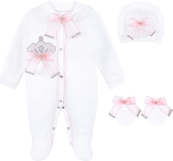 Lilax Baby Girl Jewels Crown Layette 3 Piece Gift Set