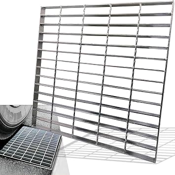 Galvanized Steel Drain Grate 20x20 in, B-Class 28100 lbs Heavy-Duty Driveway Channel Cover, Outdoor Trench Drainage Grate, Silver Square Metal Sewer Cover for Garage True 19.7x19.7
