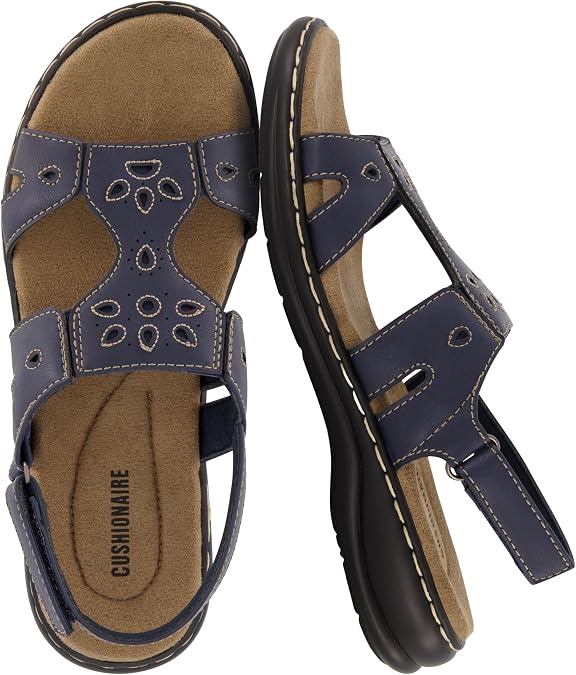 CUSHIONAIRE Briar Comfortable Womens Sandals, Flat Adjustable Slingback Sandals for Women