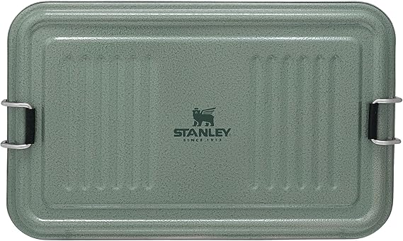 STANLEY Classic Legendary Useful Box 1.25 qt | Metal Snack and Lunch Box | Durable Stainless Steel Travel Food Storage Container | Hiking, Camping, School, or Work | BPA-Free | Hammertone Green