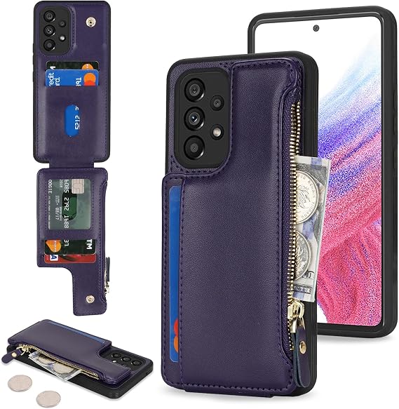 Cavor for Samsung Galaxy A53 5G Case Wallet with Card Holder, Purple