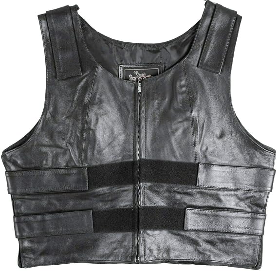 Women Biker Club Leather Vest (Black, XS)