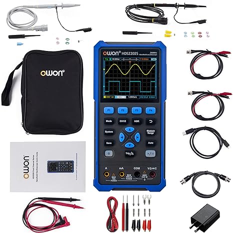 HDS2202S Oscilloscope, 200MHz Oscilloscope Multimeter Waveform Generator