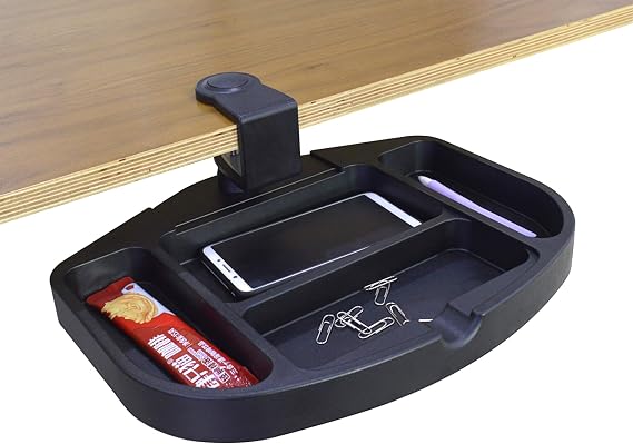 Clamp-On Under Desk 360-Degree Swivel Drawer - Perfect Office Storage Accessory For Your Existing Standing Desk (Clamp-On Desk Drawer - Black)
