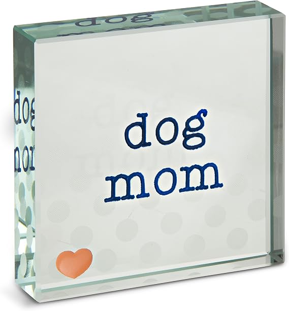 Pavilion Gift Company - Best Hugs - 3" x 3" Glass Plaque Dog Mom Dog Puppy Doggy K9 Mommy Mama Step-Mother Mother-in Law Foster Mom Adopted Mom Appreciation Desk Decor
