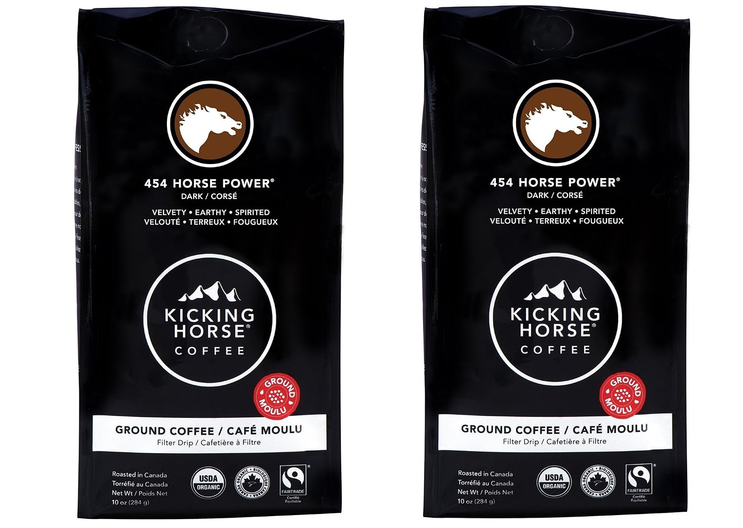 Kicking Horse Coffee, Ground, 10 Ounce, 454 Horse Power - Dark Roast Pack of 2