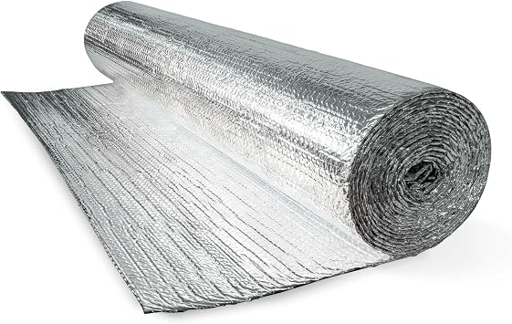 EcoFoil Double Bubble Insulation Roll 48 Inch x 25 Feet (100 sq. ft.), 6.35mm Thick, Double Bubble Reflective Foil Insulation Roll For Cold & Warm Climates, Radiant Barrier, Made in Canada, Foil Color