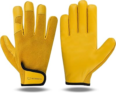 WESTWOOD FOX Gardening Gloves for Women Leather Thorn Safety Garden Heavy Duty Work Gloves Men Women Gardener Non-Slip Rigger