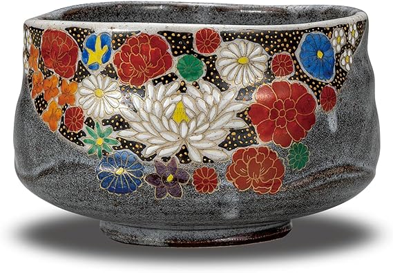 Japanese Matcha Bowl Gold Flower Kutani Yaki(ware)