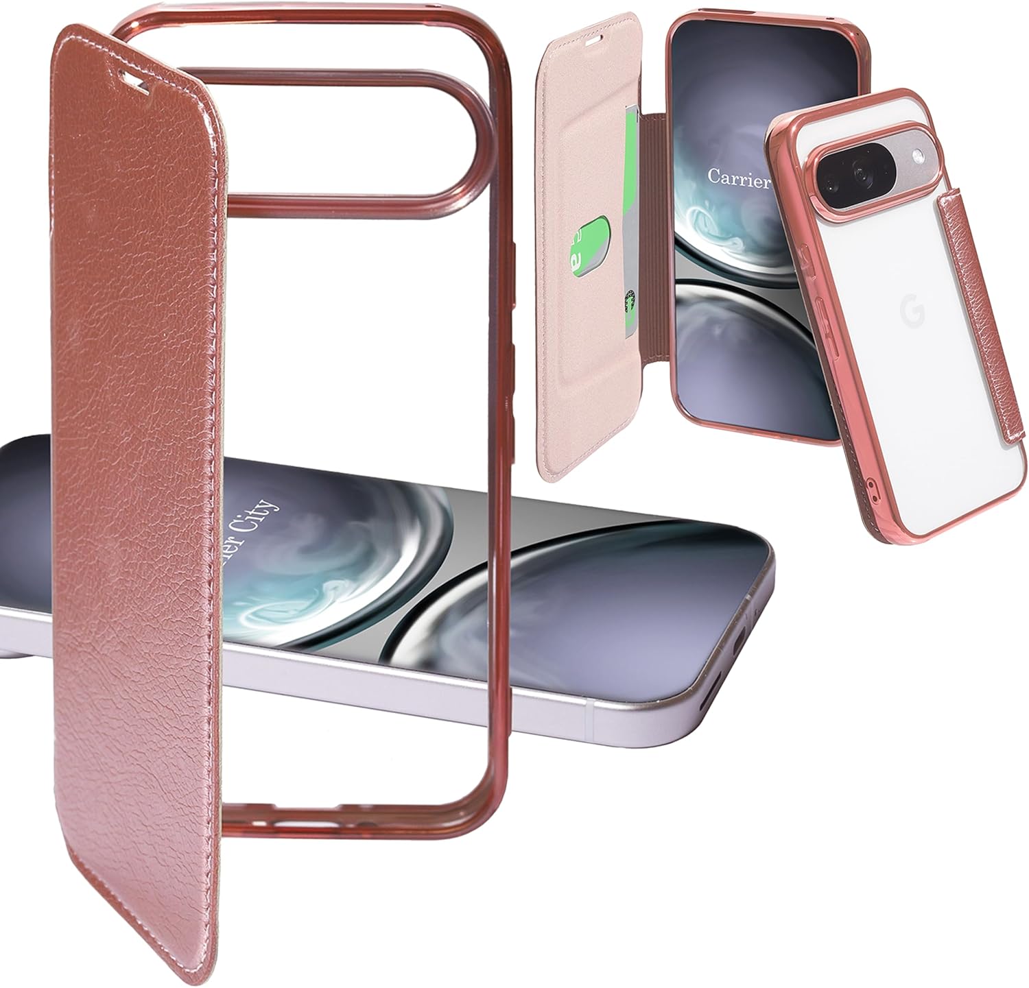 Clear Case for Google Pixel 10 / Pixel 10 Pro, Compatible Cover, Slim Transparent Cover, Cute and Stylish with Card Pocket For Google Pixel 10 / 10 Pro, Rose Gold