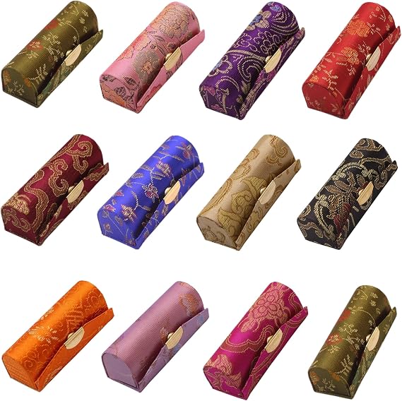 Mini Lipstick Case Holder with Mirror for Purse, Set of 12