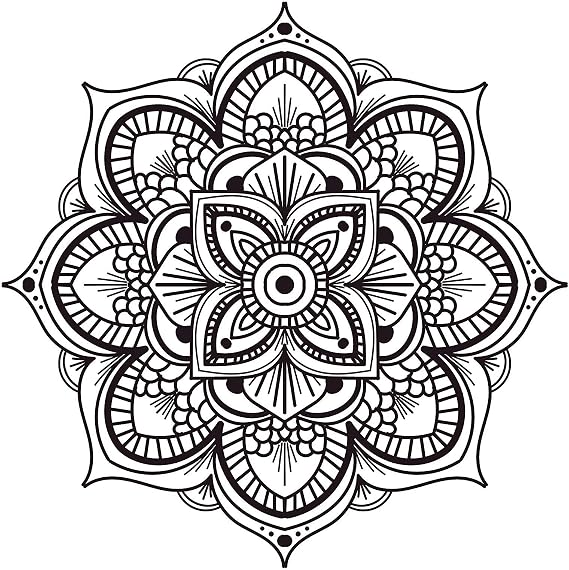 EW Designs Black and White Mandala Flower #26 Vinyl Decal Bumper Sticker (4" Wide)