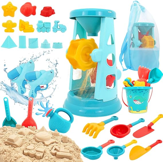 LUCKFUTURE 25 PCS Beach Toys Set with Water Gun for Toddlers 3+