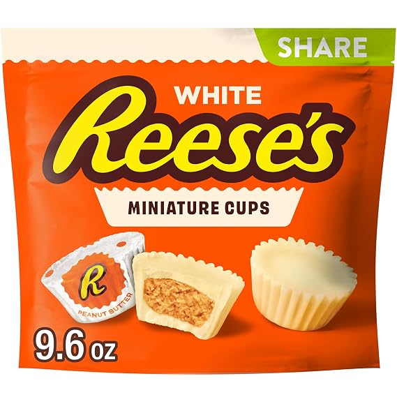 REESE'S Miniatures White Creme Peanut Butter Cups, Candy Share Pack, 9.6 oz