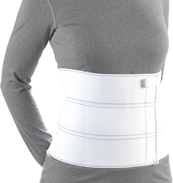 OTC Abdominal Binder, Chest Support Brace, Rib Fracture, Unisex, Three-Panel, White (Three-Panel), Small