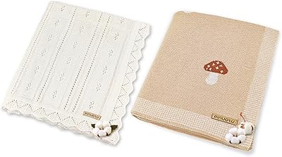 Knitted Cotton Baby Blanket Neutral Receiving Swaddle Blanket for Boys & Girls, Newborn Toddler Nursery, Crib or Stroller Use, 3140 Inch, Gift Box Included