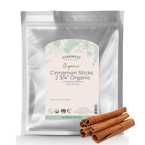 Starwest Botanicals Organic Cinnamon Sticks Whole, Non-GMO - Bulk 1 lb Bag