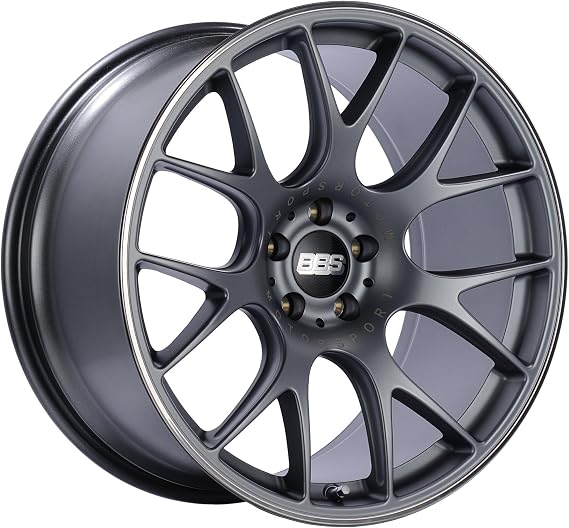 BBS CH-R Titanium Wheel with Painted Finish and Polished Stainless Steel Rim (19x9.5"/5x120mm, +35mm offset)